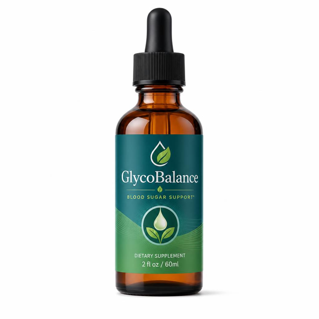 GlycoBalance blood sugar support supplement bottle, 2 fl oz dropper